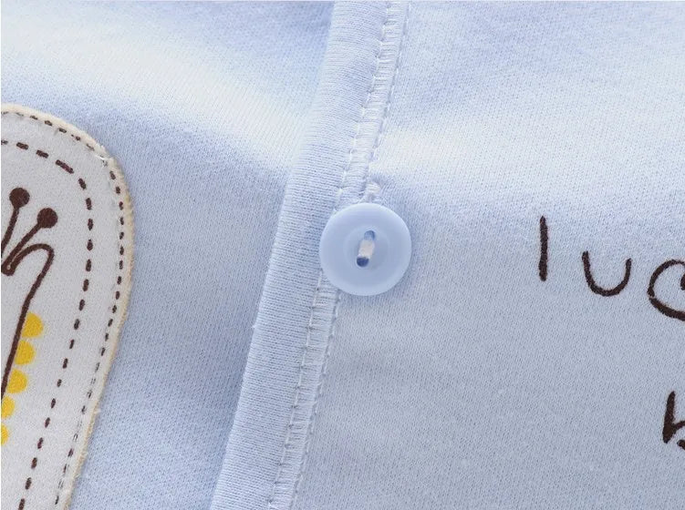 7 részes Újszülött Tavaszi Baba Szett – Pamut póló + nadrág + kardigán + sapka + kesztyű + zokni + előke